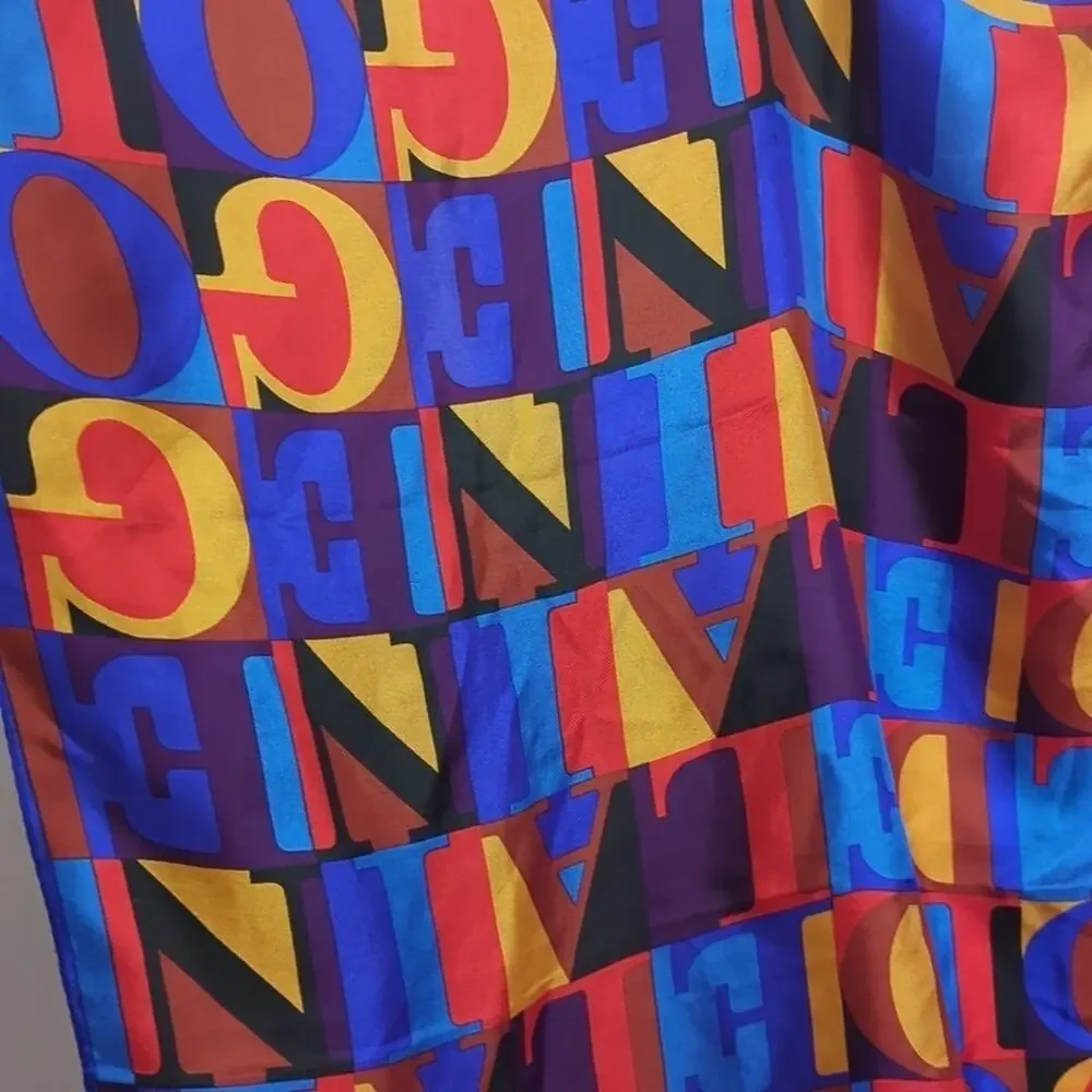 Elaine Gold Branded Vintage Silk Scarf Bright Colorful Color Block